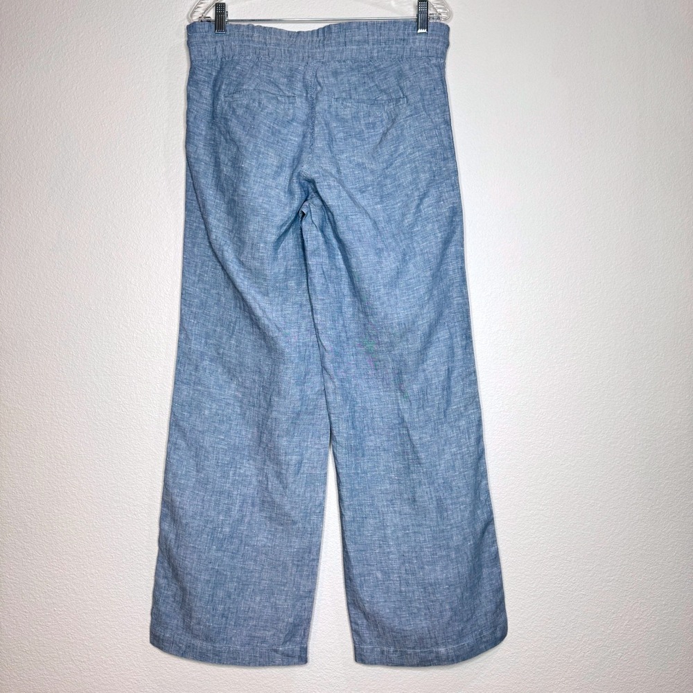 ATHLETA Cabo Linen Wide Leg Pant 4 Chambray Blue Pockets Resortwear Beach Summer - Picture 6 of 9